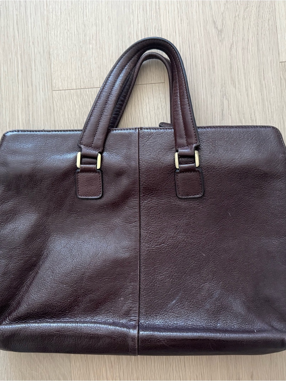 Classic Brown Leather Slim Briefcase